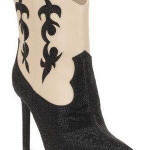 INC International Concepts Black and Cream Ankle Booties with Stiletto Heel